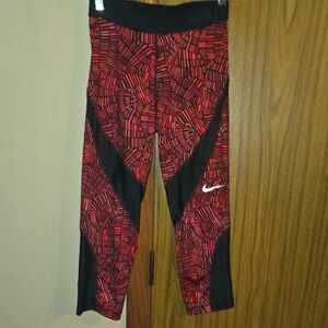 Nike Red and Black Patterned Leggings